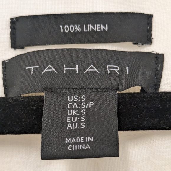 Tahari Ivory Linen Long Sleeve Lightweight Shirt Dress sz S Minimalist Neutral - Picture 2 of 7